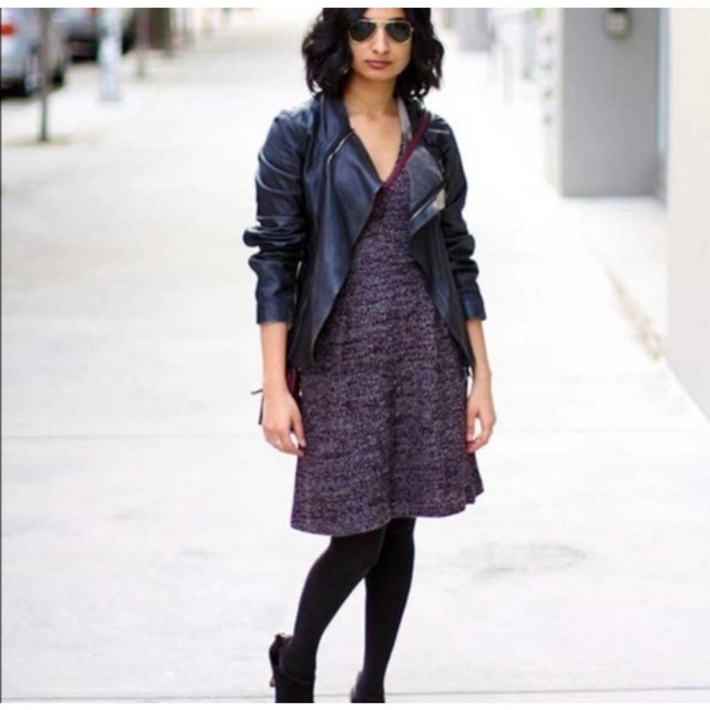 Madewell Purple Tweed Fit-and-Flare Dress